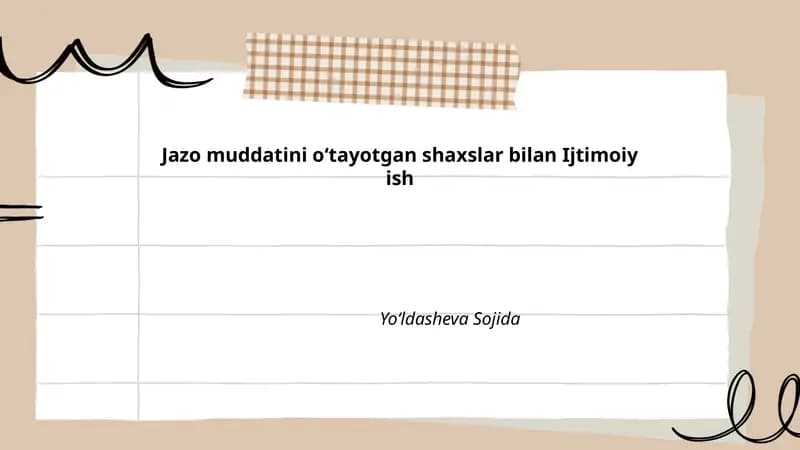 Jazo muddatini oʻtayotgan shaxslar bilan Ijtimoiy ish