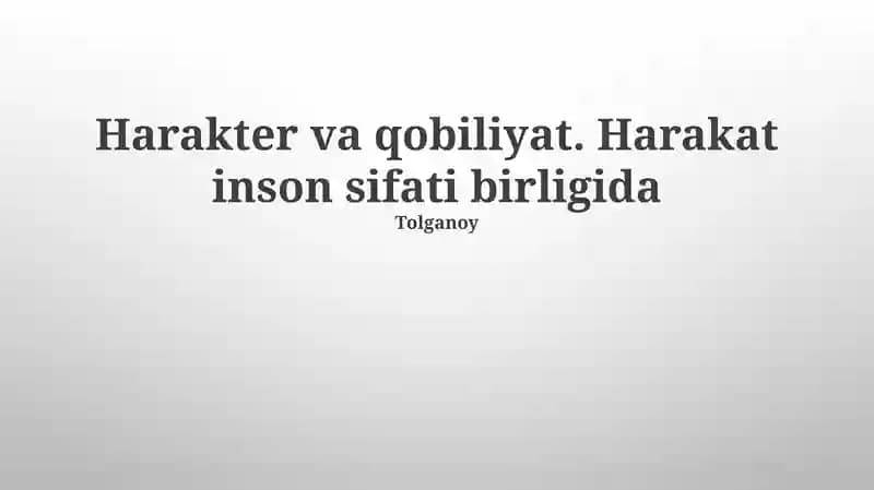 Harakter va qobiliyat