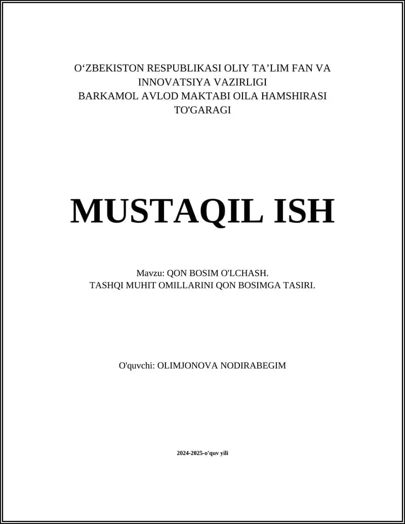 QON BOSIM O'LCHASH