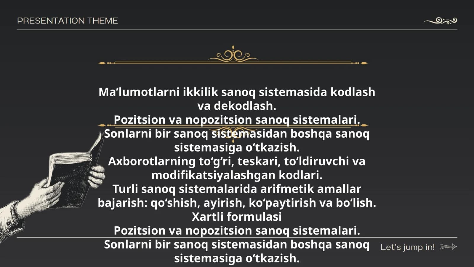 Ma’lumotlarni ikkilik sanoq sistemasida kodlash va dekodlash