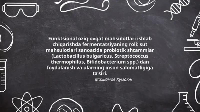 Funktsional oziq-ovqat mahsulotlari ishlab chiqarishda fermentatsiyaning roli: sut