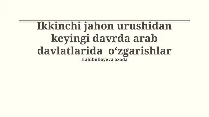Sovuq urush davri va Arab davlatlaridagi ta’siri