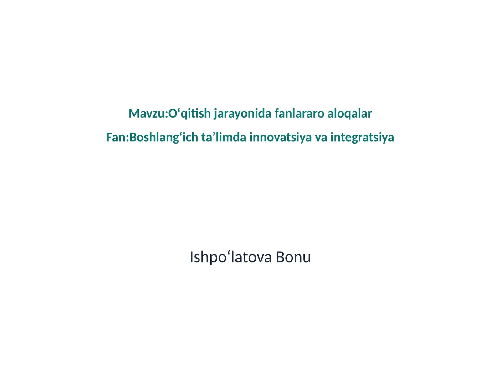 Fanlararo aloqalar