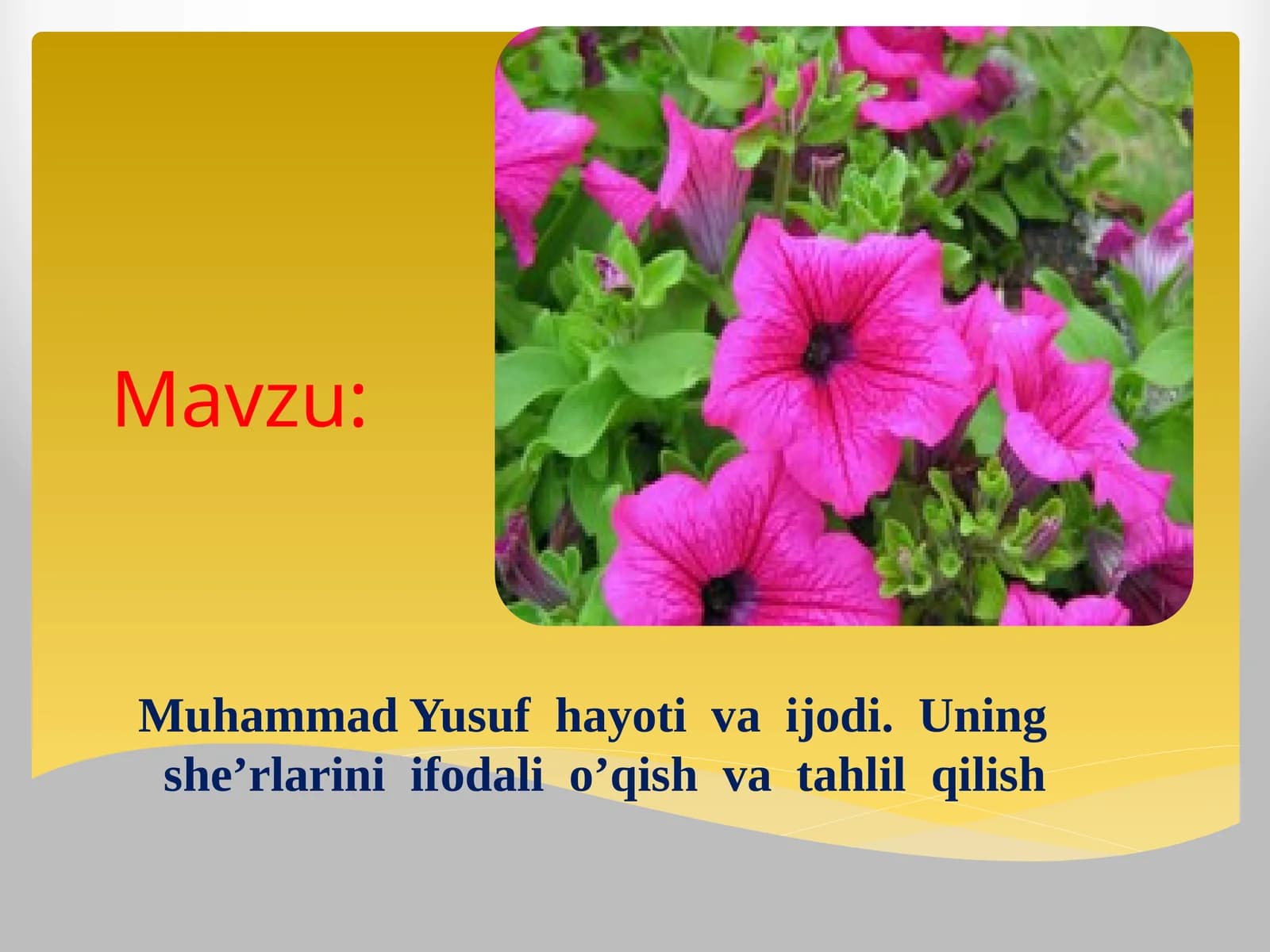 Muhammad Yusuf hayoti va ijodi