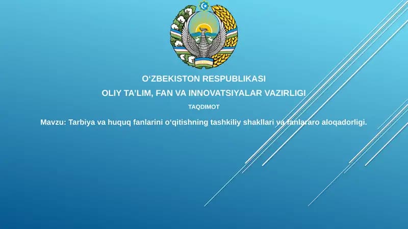 Ta'lim va huquq fanlarini o'qitishning tashkiliy shakllari