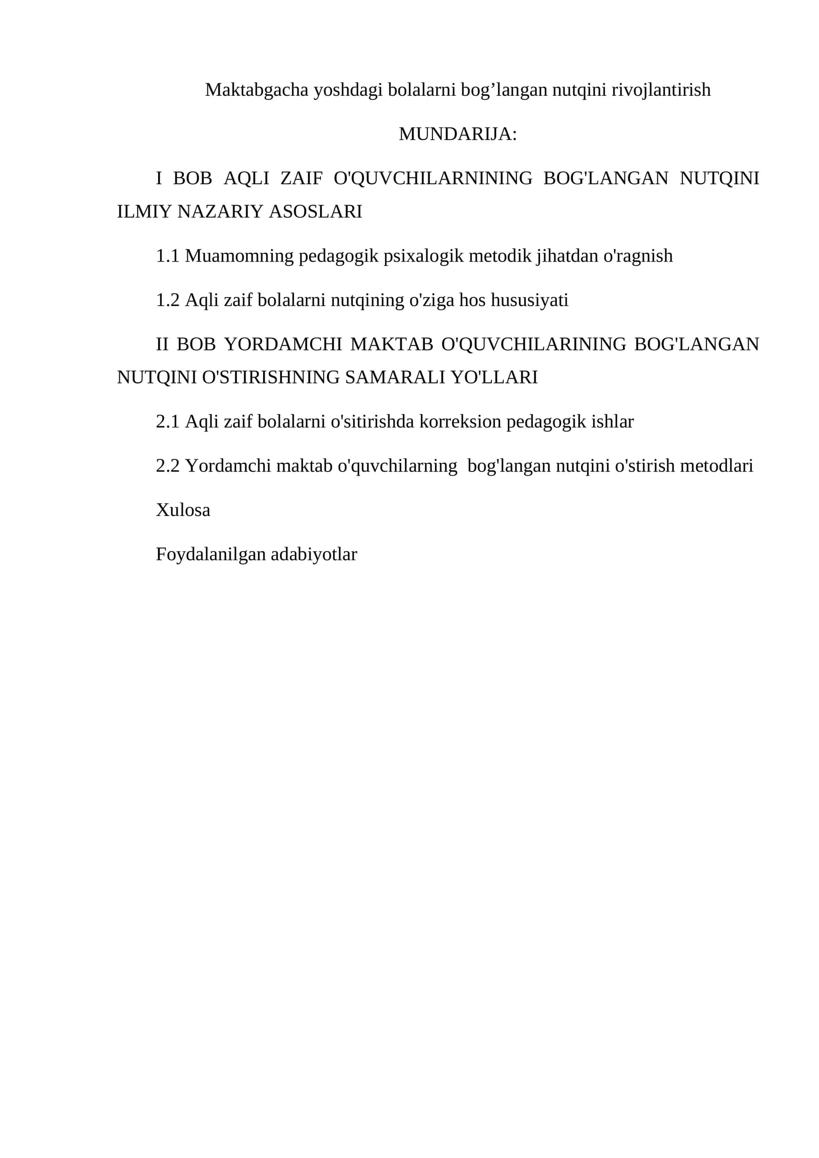 Maktabgacha yoshdagi bolalarni bog’langan nutqini rivojlantirish