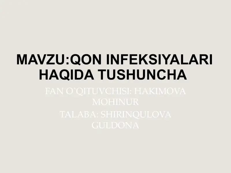 Qon Infeksiyalari haqida tushuncha