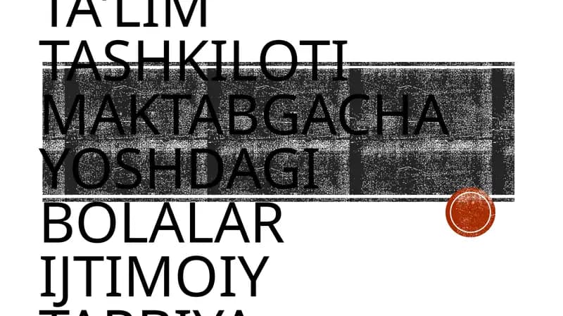 Maktabgacha taʼlim tashkiloti maktabgacha yoshdagi bolalar ijtimoiy tarbiya maskani
