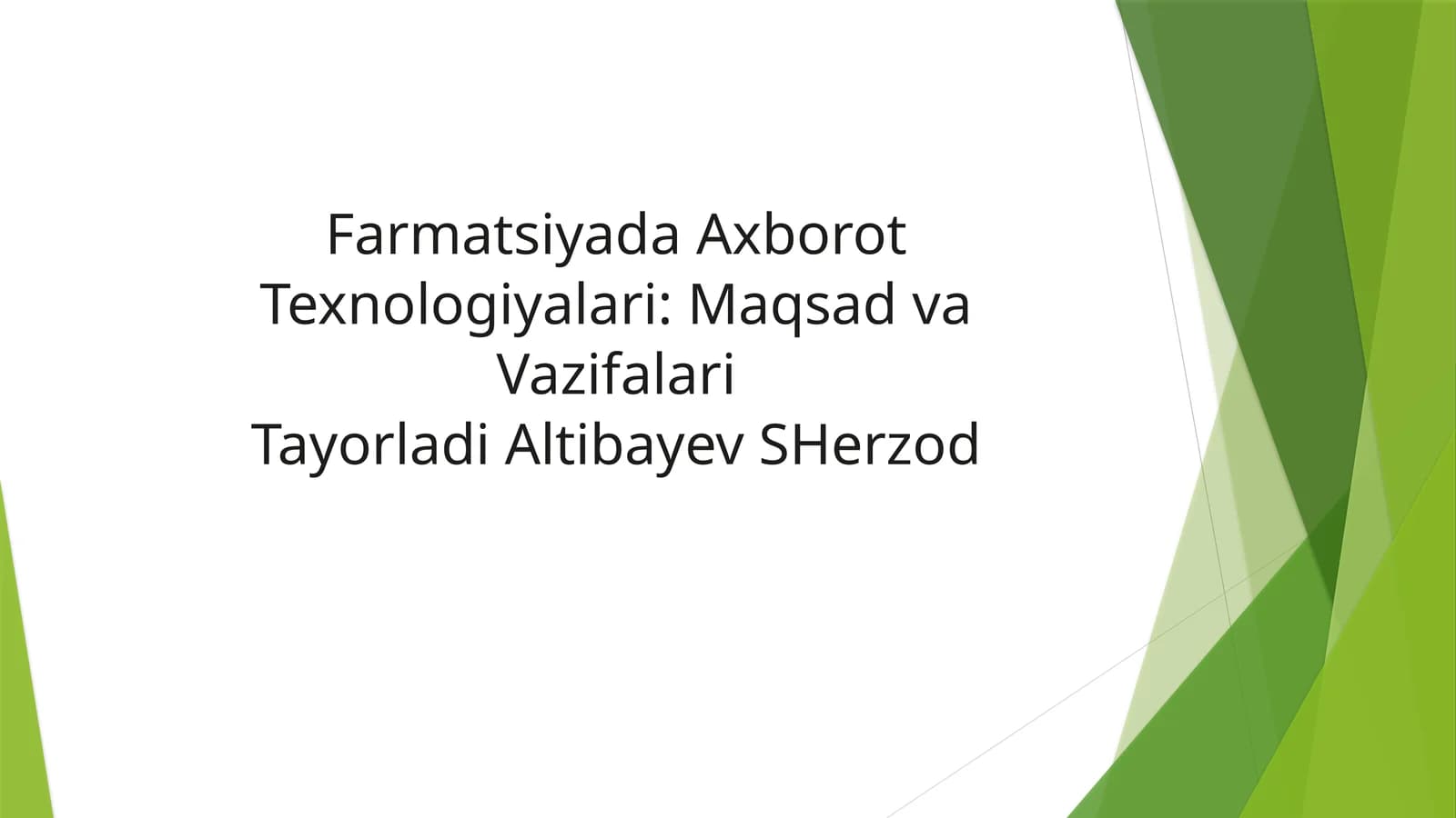 Farmatsiyada Axborot Texnologiyalari: MaqsadvaVazifalari
