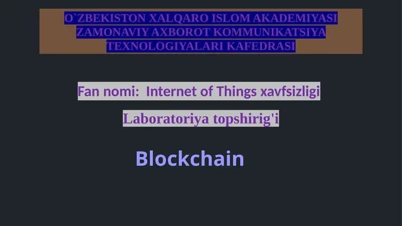 Internet of Things xavfsizligi