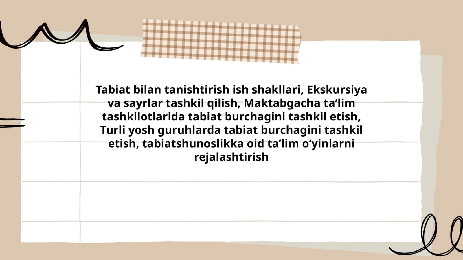 Tabiat bilan tanishtirish ish shakllari