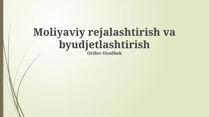 Moliyaviy rejalashtirish va byudjetlashtirish