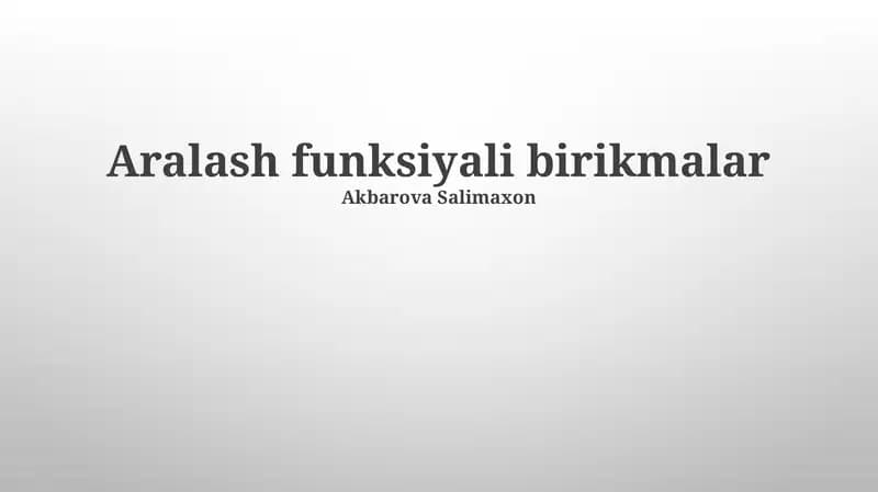 Aralash Funtsiyali Birikmalar
