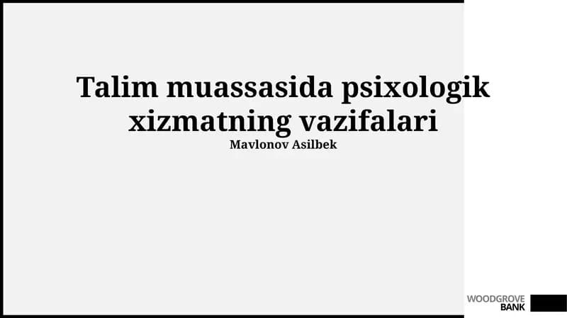 Psixologik xizmatning vazifalari