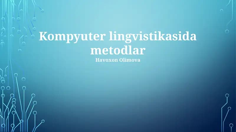 Kompyuter lingvistikasida metodlar