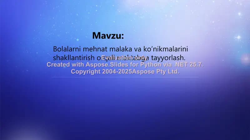 Bolalarni mehnat malaka va ko’nikmalarini shakllantirish orqali maktabga tayyorlash