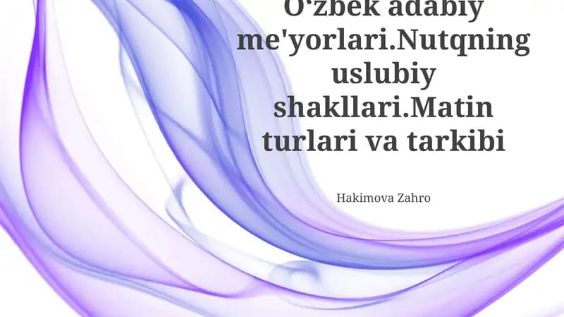 O'zbek adabiy tilining me'yorlari