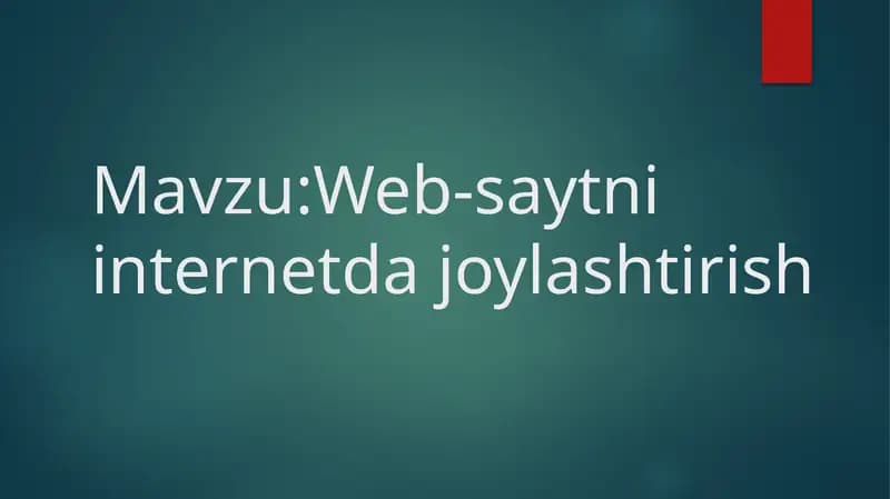 Web saytni internetga joylashtirish
