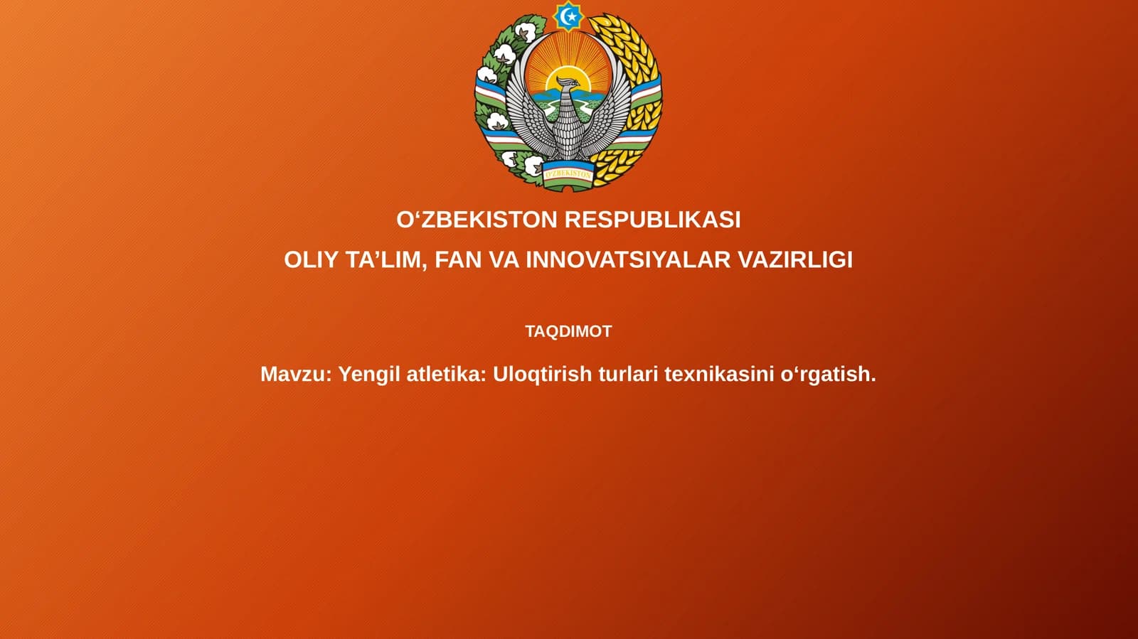 Yengilatletika: Uloqtirishturlari texnikasini oʻrgatish