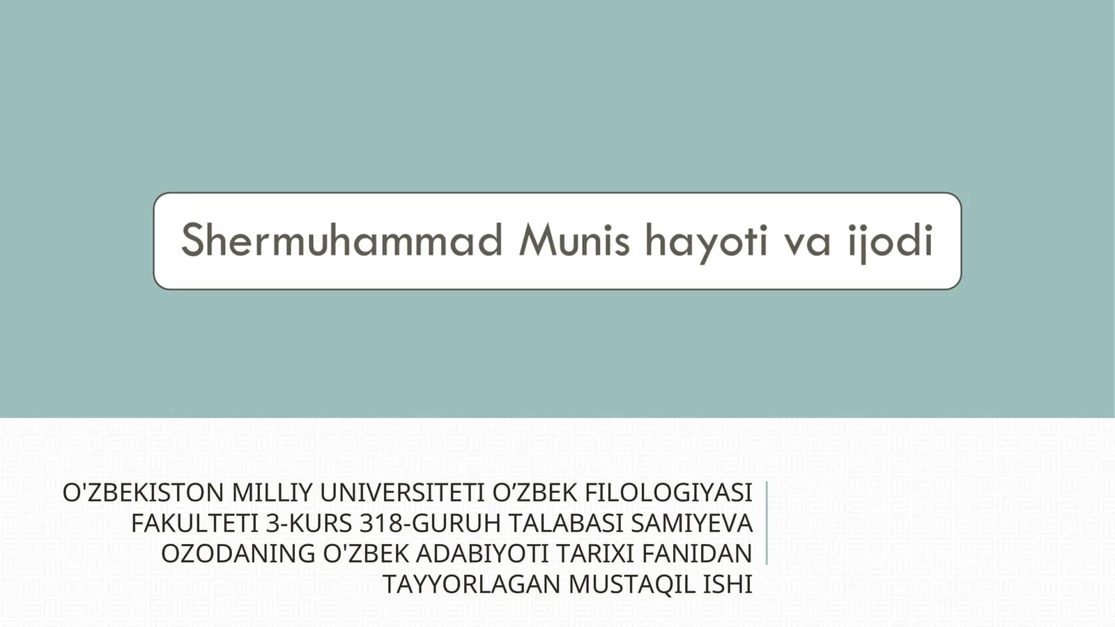 O'zbek Adabiyoti Tarixi Fanidan Talabalarga