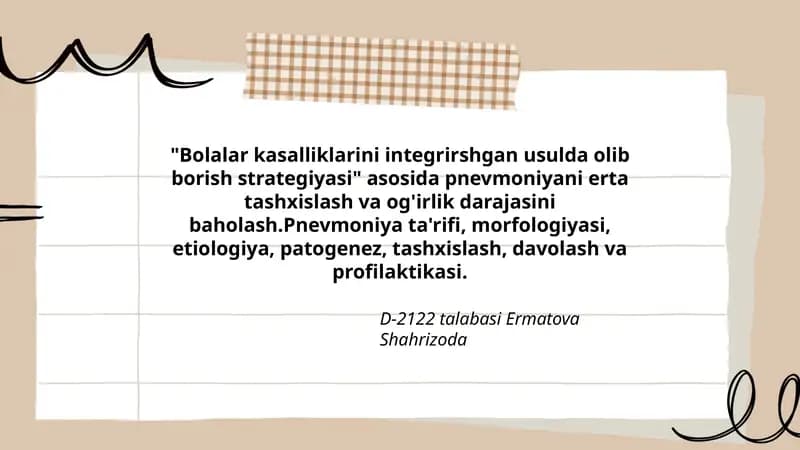 Bolalar kasalliklarini integrirshgan usulda olib borish strategiyasi