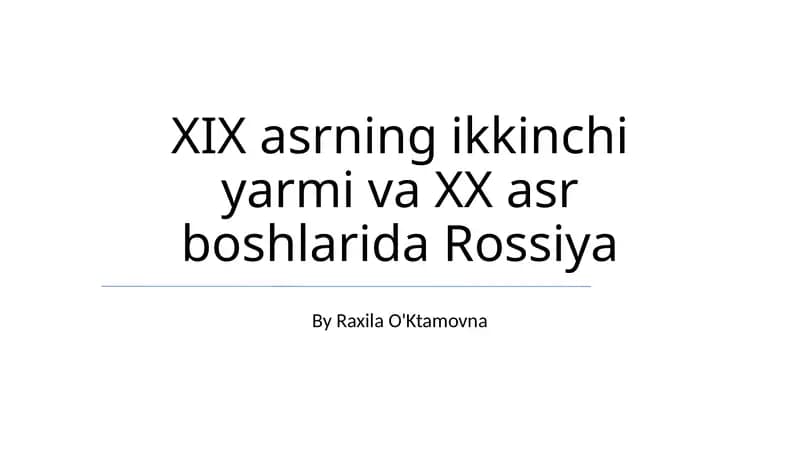 Rossiya o'tish davrida: Qullikdan sanoatlashuvgacha