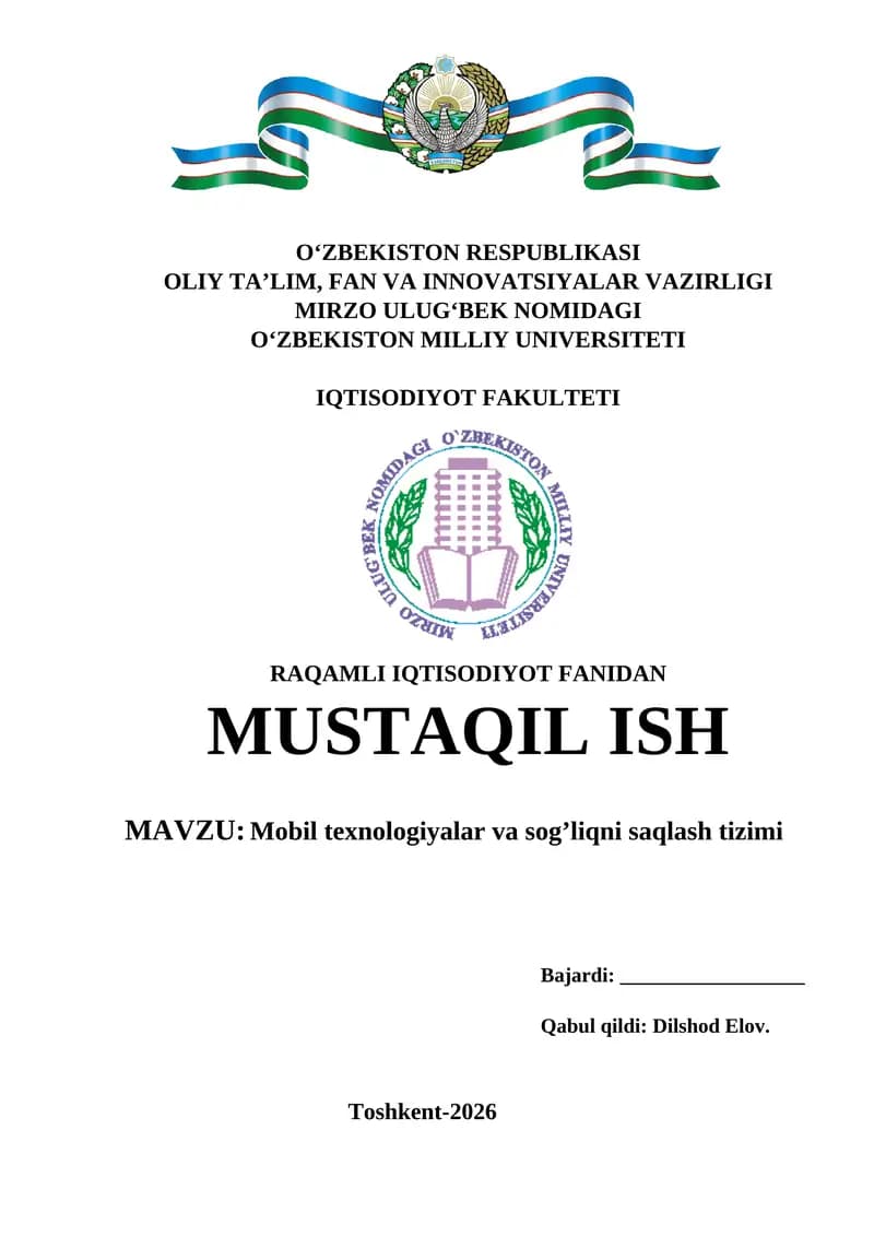 Mobil texnologiyalar va sog’liqni saqlash tizimi