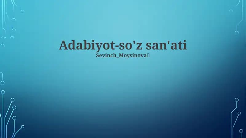 Adabiyot-so'z san'ati