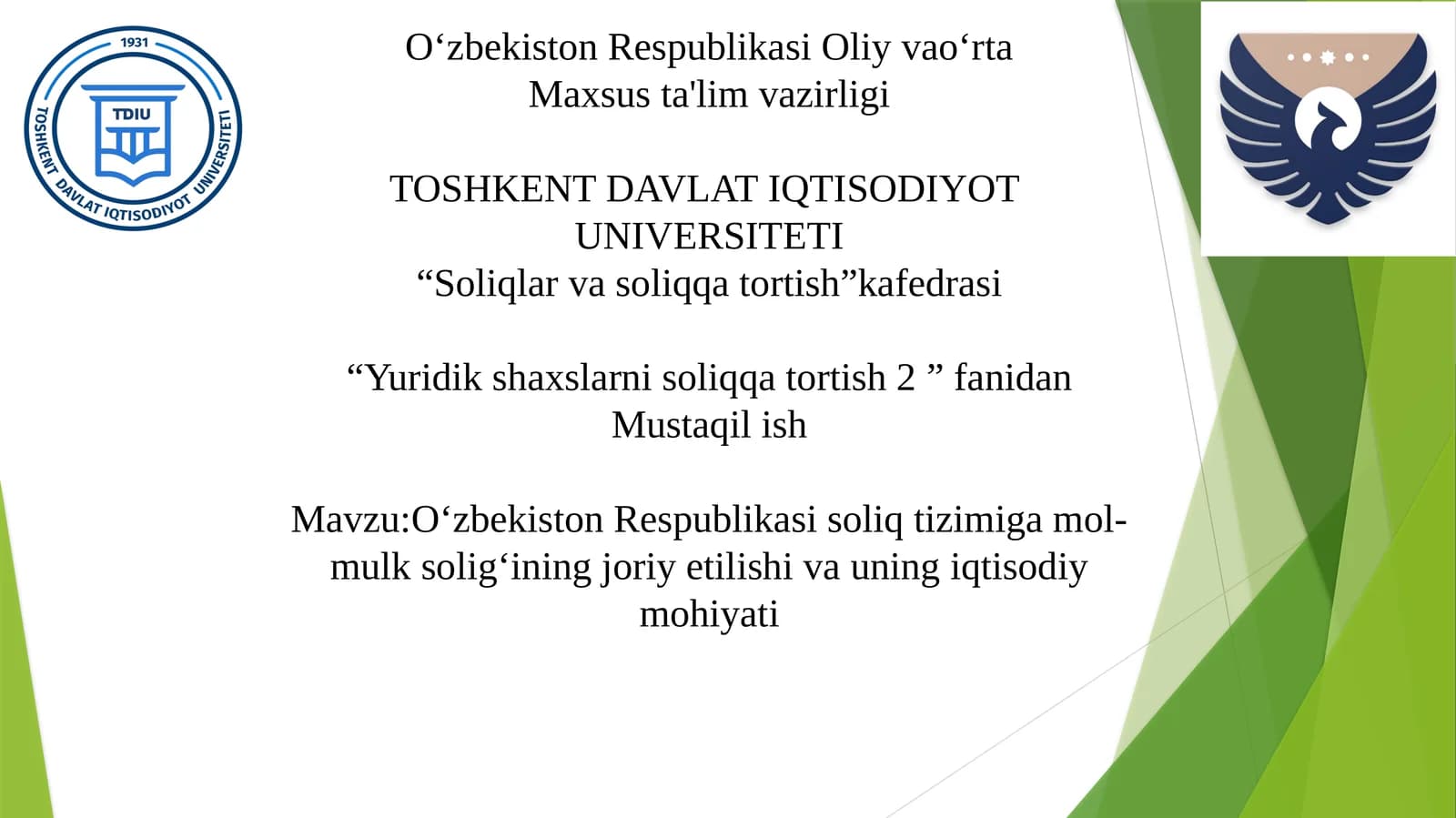 O‘zbekiston Respublikasisoliqtizimigamol-mulksolig‘iningjoriyetilishivauningiqtisodiymohiyati