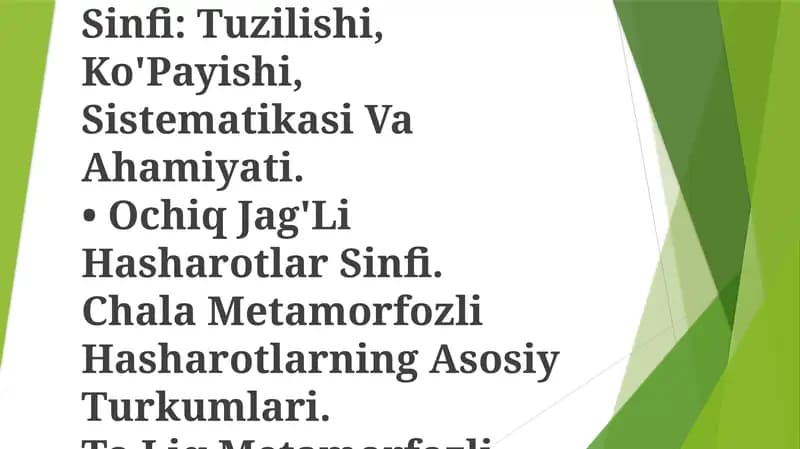 Hasharotlar Katta Sinfi: Vakillarining Tuzilishi Va Ko'Payishi