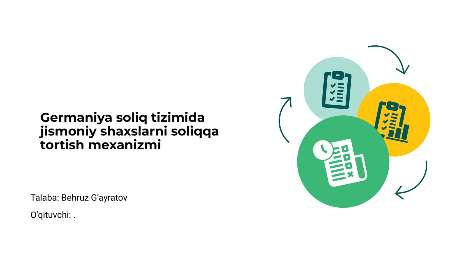 Germaniya soliq tizimida jismoniy shaxslarni soliqqa tortish mexanizmi