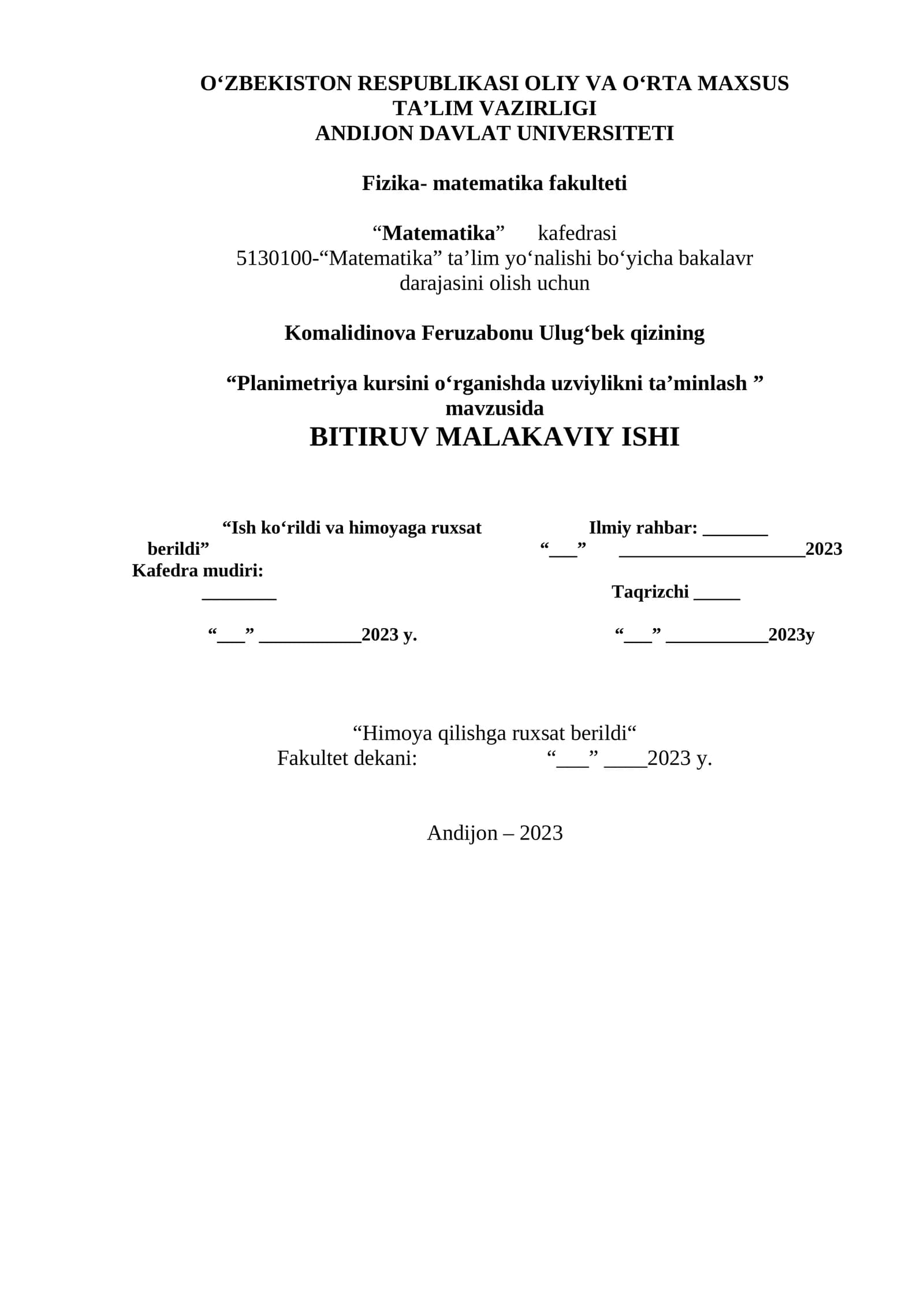 Planimetriya kursini o‘rganishda uzviylikni ta’minlash