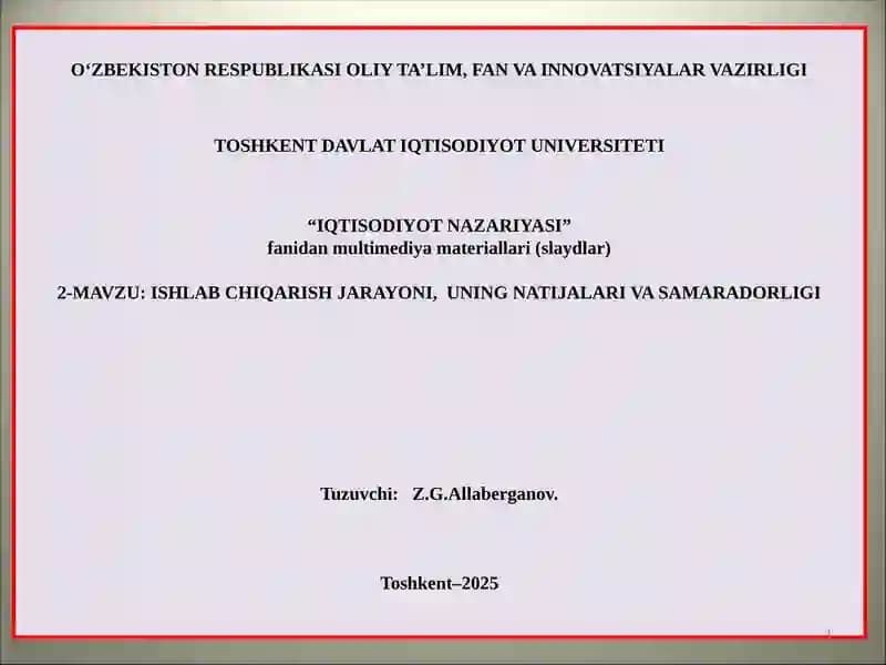 IQTISODIYOT NAZARIYASI
