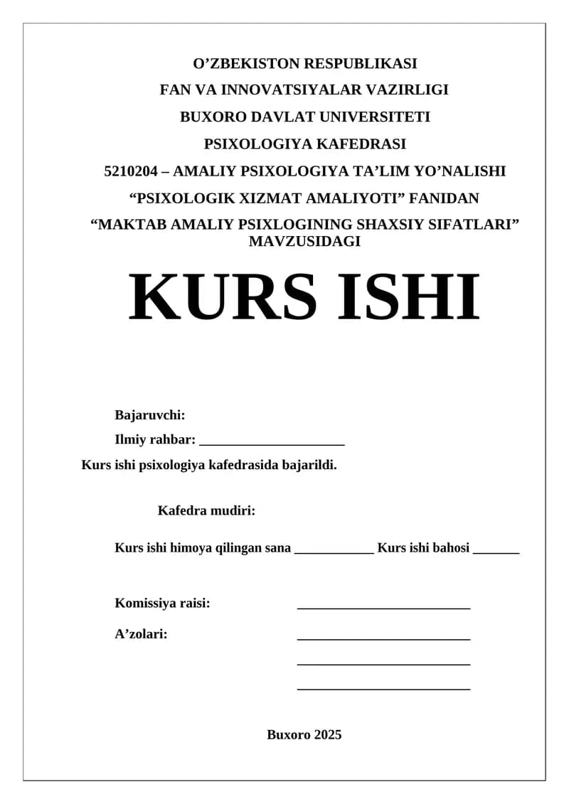MAKTAB AMALIY PSIXLOGINING SHAXSIY SIFATLARI