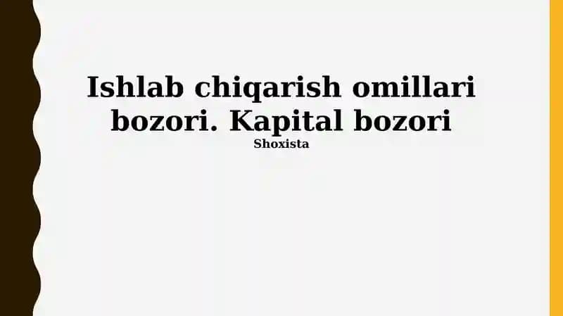 Ishlab chiqarish omillari bozori