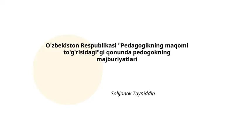 Pedagogikning maqomi to'g'risidagi majburiyatlari