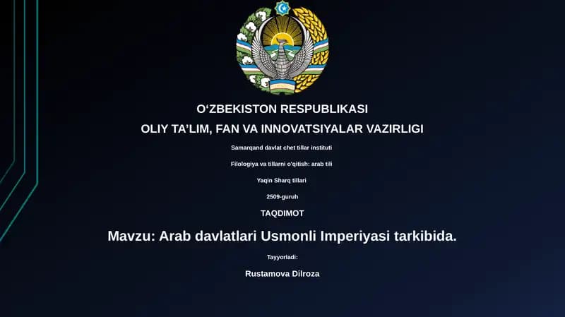 Arab davlatlari Usmonli Imperiyasi tarkibida