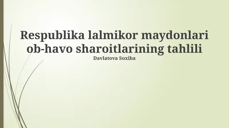 Yomg'irli hududlar ob-havosining tahlili