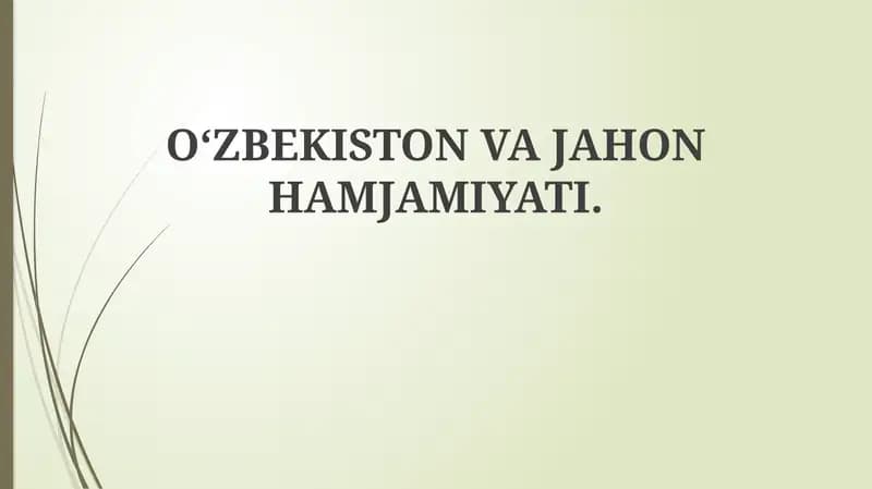 O'zbekiston va Jahon Hamjamiyati