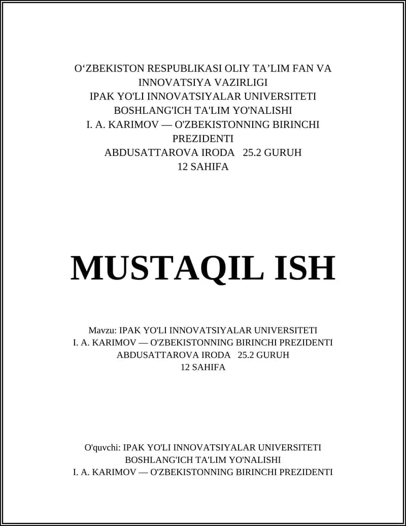 IPAK YO'LI INNOVATSIYALAR UNIVERSITETI