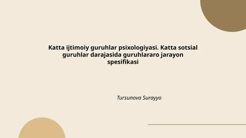 Katta ijtimoiy guruhlar psixologiyasi. Katta sotsial guruhlar darajasida guruhlararo jarayon spesifikasi