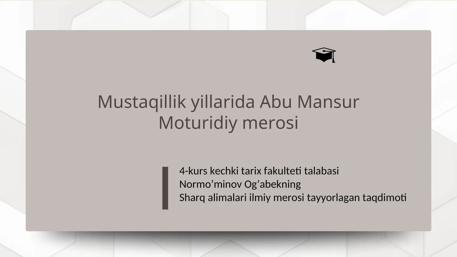 Mustaqillik yillarida Abu Mansur Moturidiy merosi