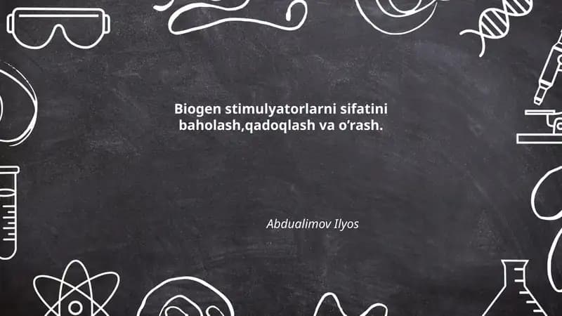 Biogen stimulyatorlarni sifatini baholash,qadoqlash va o'rash