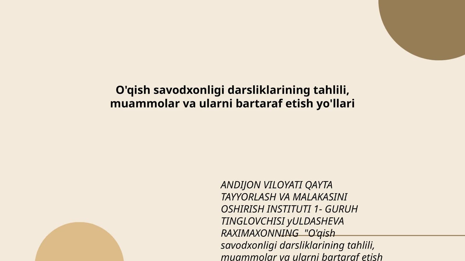 O'qish savodxonligi darsliklarining tahlili, muammolar va ularni bartaraf etish yo'llari