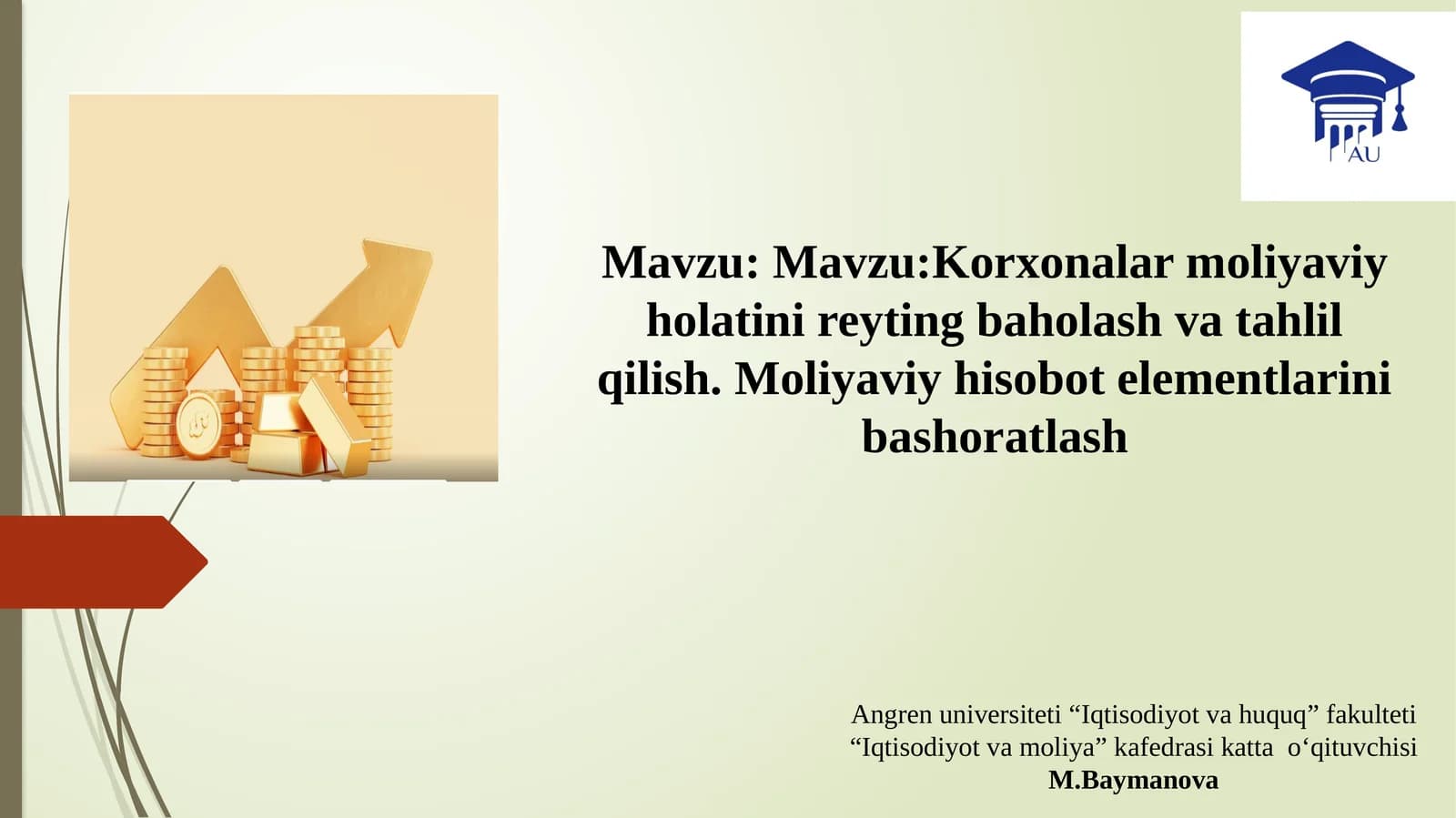 Korxonalar moliyaviy holatini reyting baholash va tahlil qilish