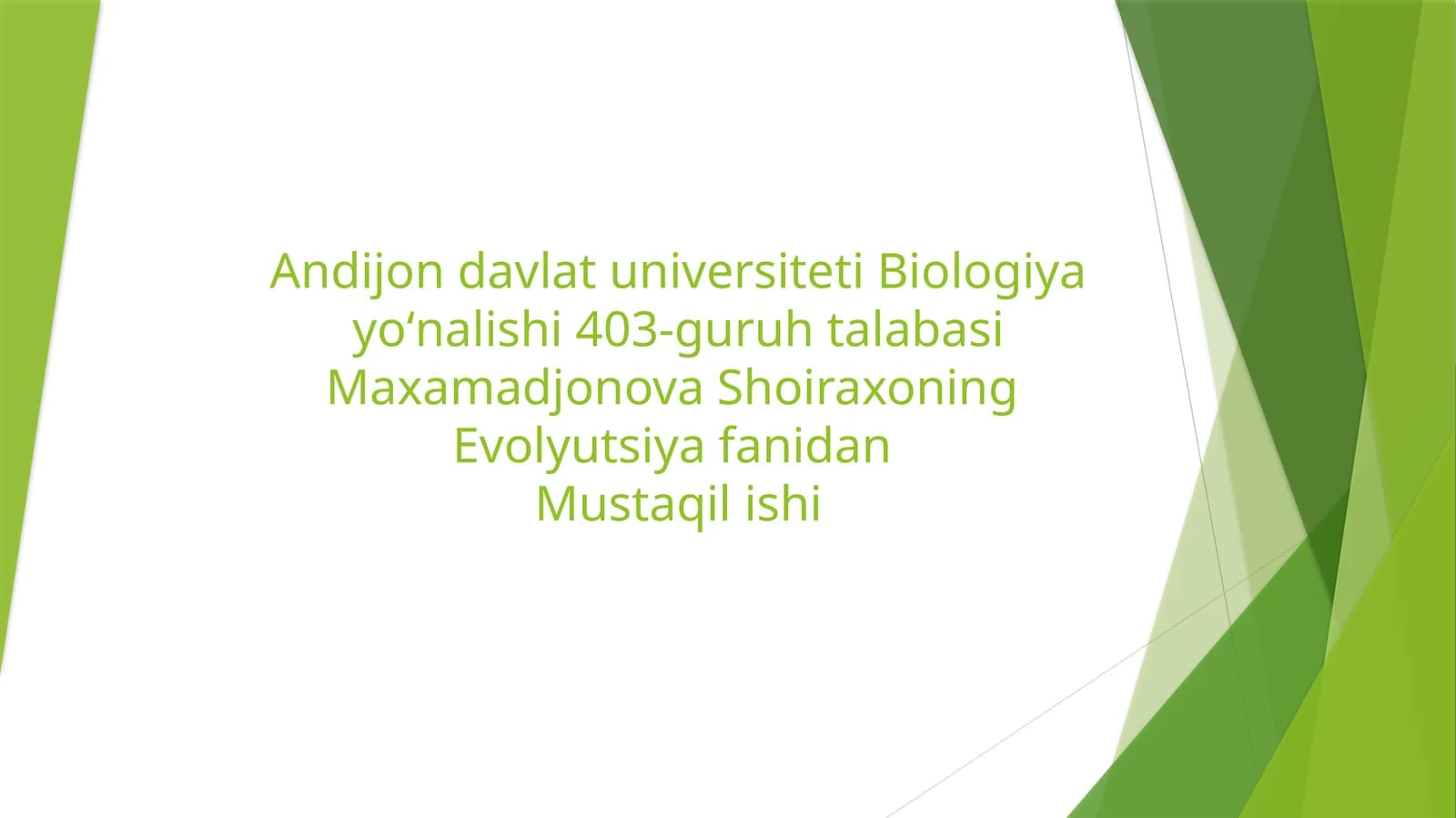 Evolyutsiya fanidan mustaqil ish
