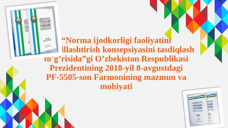 Normaijodkorligi faoliyatini takomillashtirish konsepsiyasi