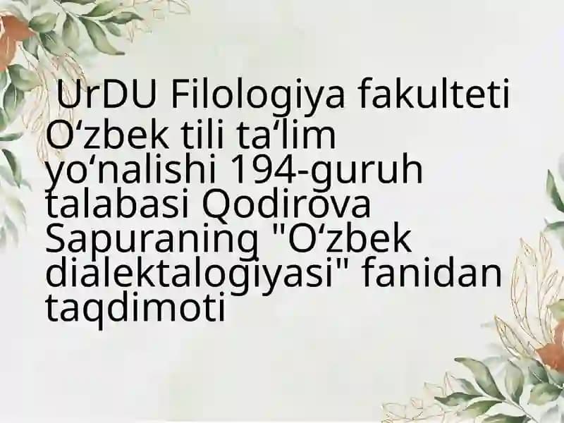O'zbek Dialektalogiyasi