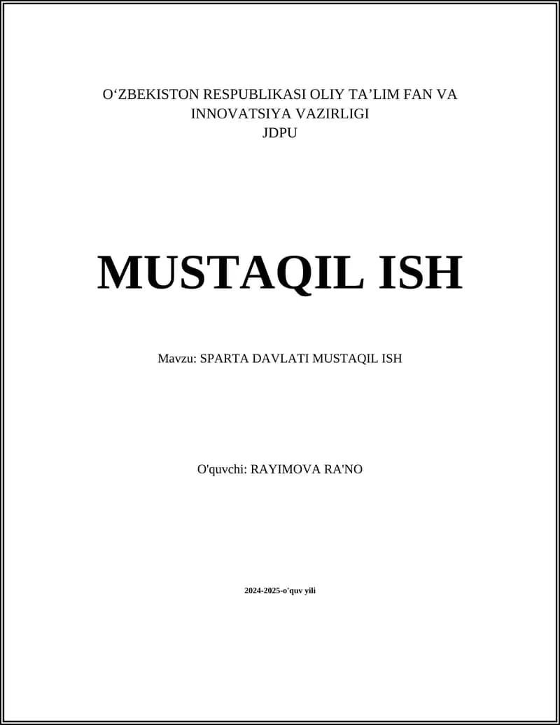SPARTA DAVLATI MUSTAQIL ISH