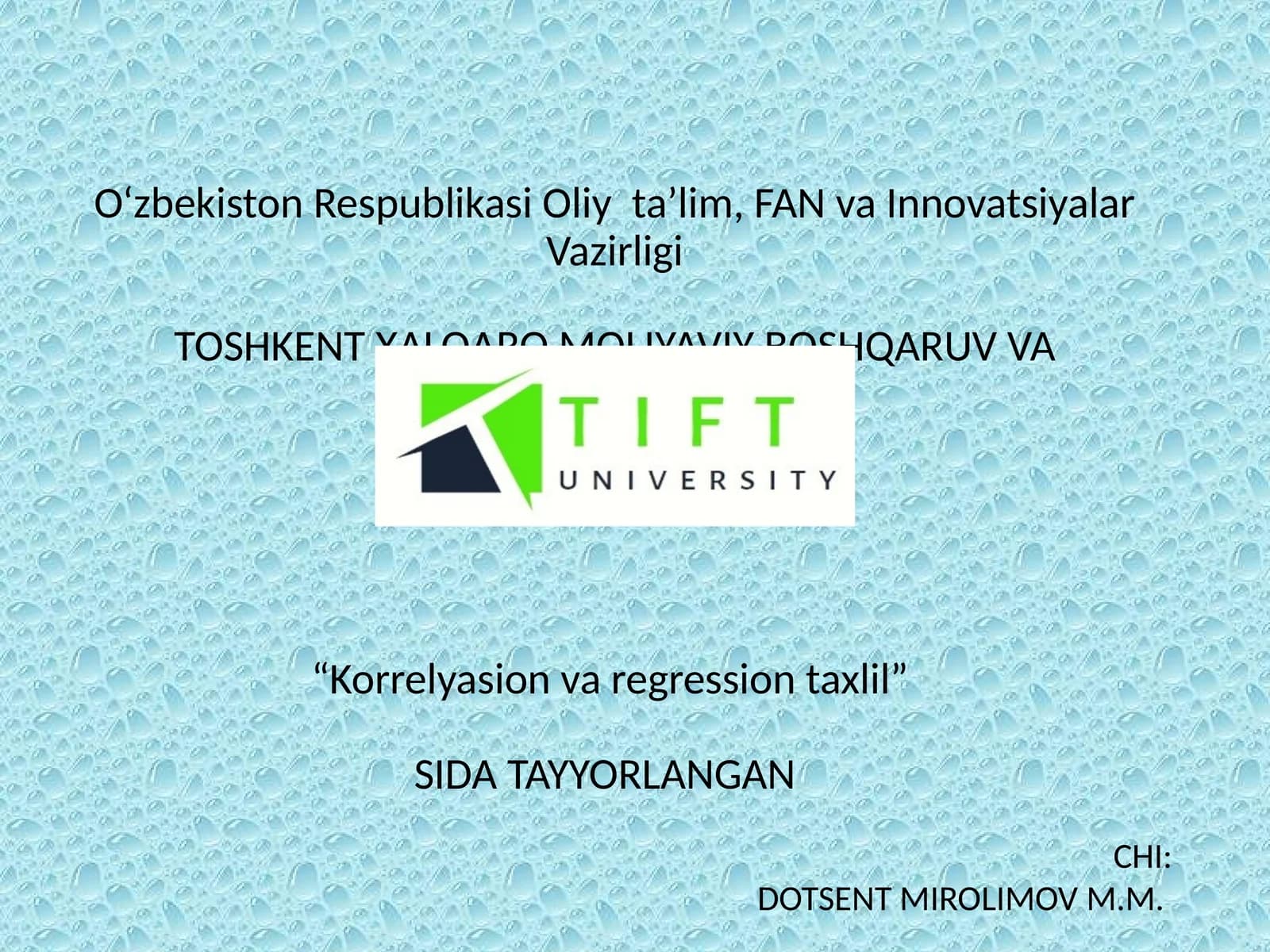Korrelyasion va regression taxlil